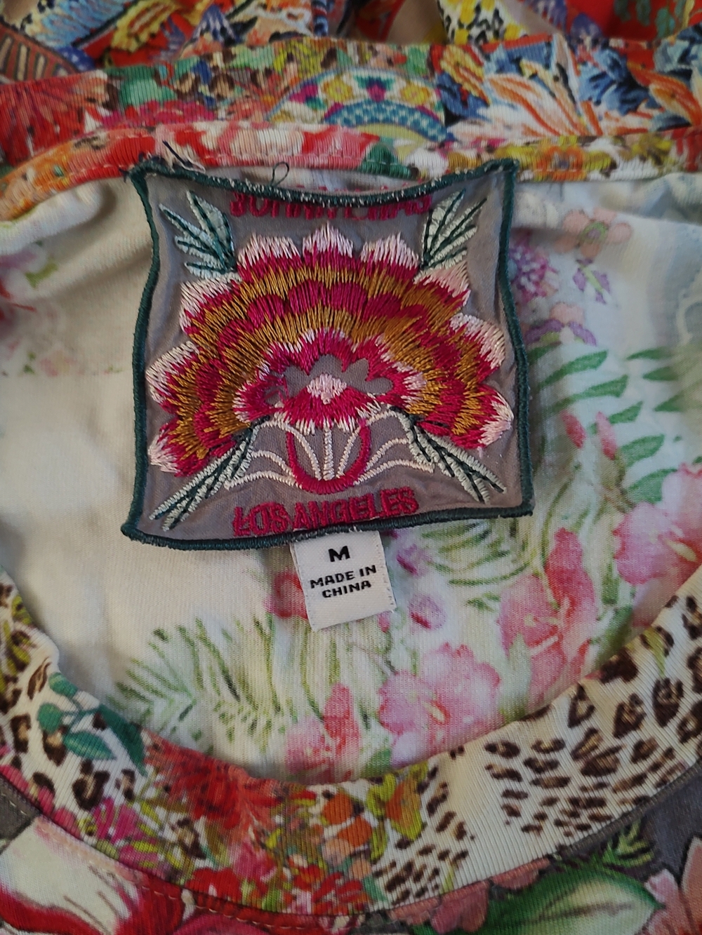 JOHNNY WAS Anika Patchwork Floral Tea Length Dress Sz Medium Orig $225 - Picture 9 of 10